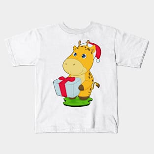 Giraffe Christmas Package Kids T-Shirt